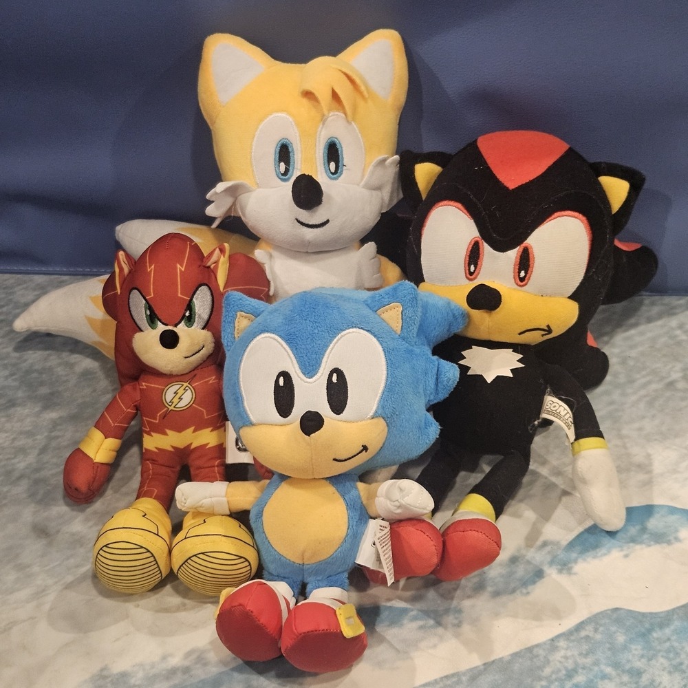 Sonic The Hedgehog Plush Bundle Sonic Tails Shadow Flash Sonic Sega Jakks Lot